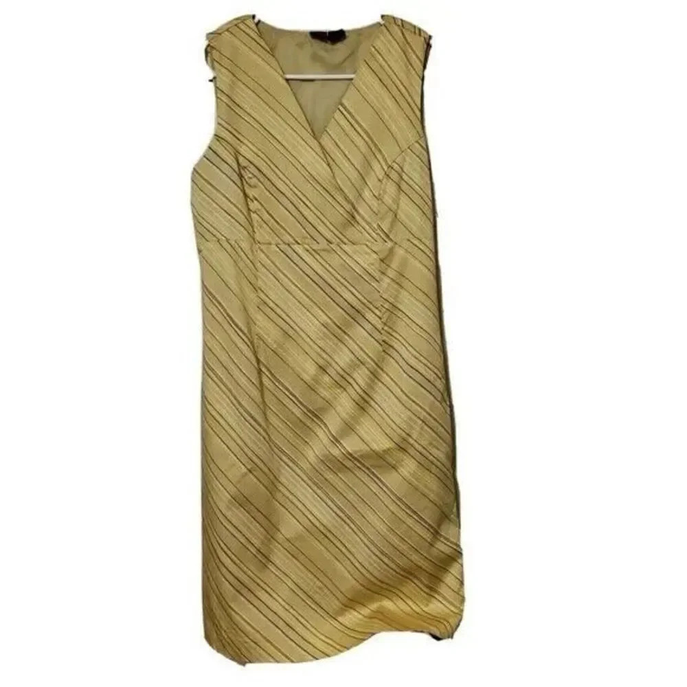 Merona Dress Tan Size 6 Striped Sleeveless V-neck Sheath Womens